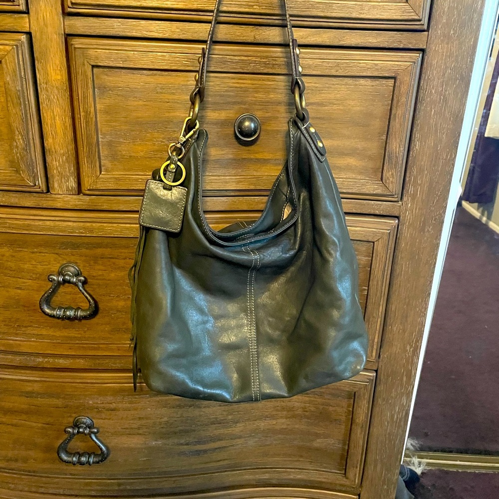 Tignanello Leather Hobo handbag— Hunter Green